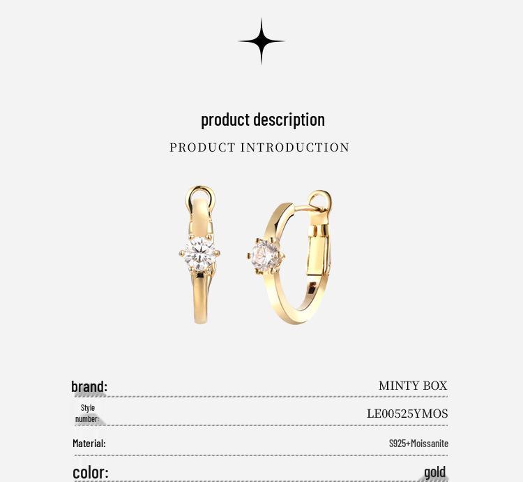 S925 Sterling Silver Leaf Moissanite Stud Earrings – Classic Light Luxury Internet Celebrity Style