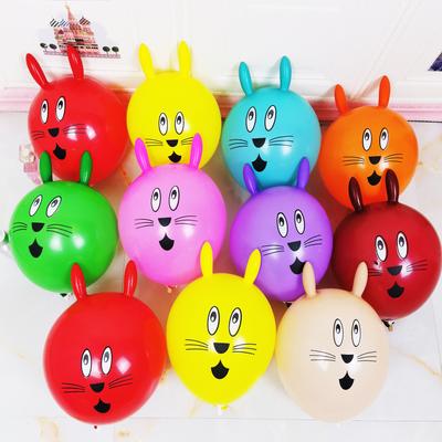 10pcs Cute Bunny Head Balloons - Mixed Color Latex, Perfect for Easter and Festive Decorations with Long Ears Design, Decorative