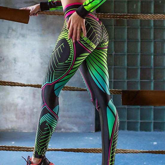 Sexy Women Printing Gym Workout Leggings Stretchy Breathable Pants Trousers