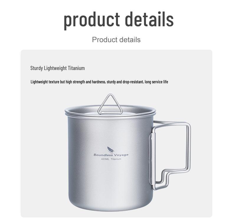 Essential Pure Titanium 450ml Outdoor Folding Water Cup - Lightweight, Single-Layer for Camping, Coffee, Tea, and Boiling Water
