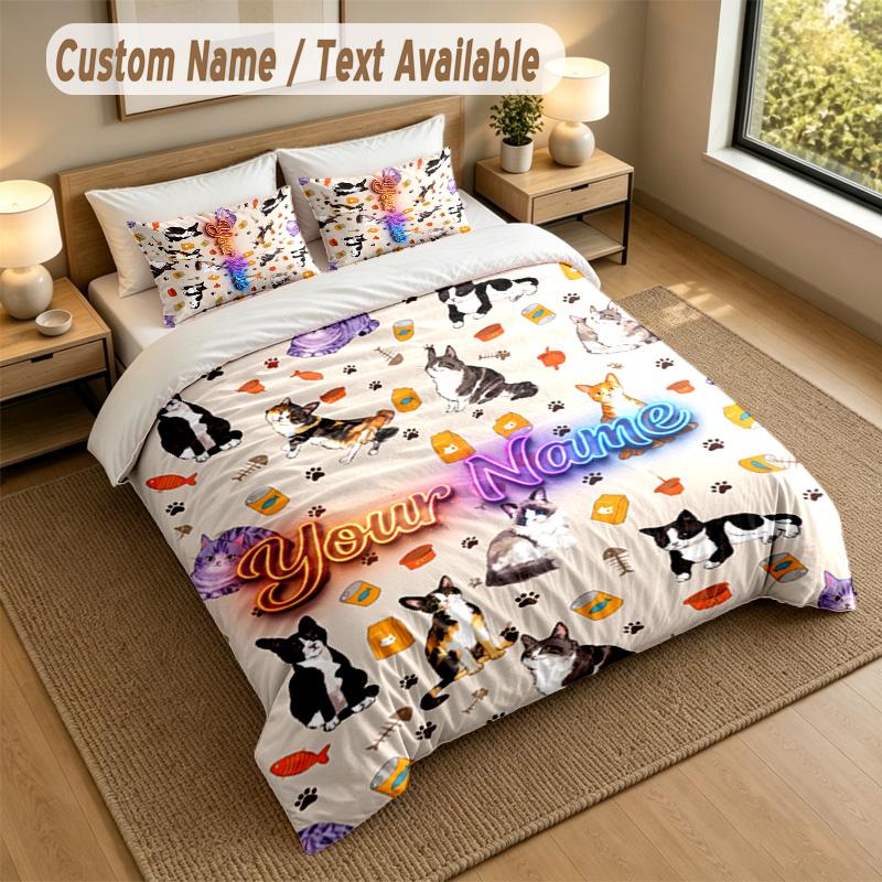 Dog Theme Personalized 3Pcs Bedding Set Custom Text & Name 1 Sheet 2 Pillowcases Household Bedding 1pc