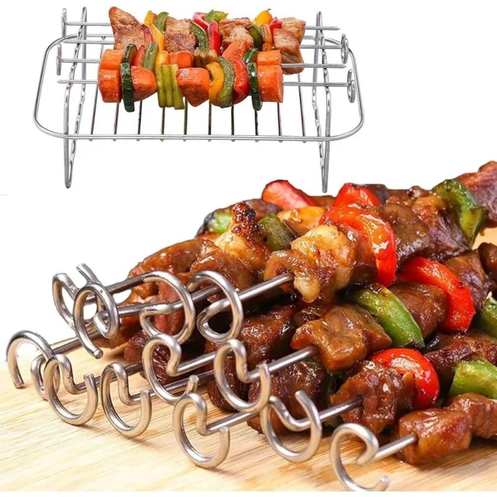10PCS Stainless Steel Barbecue Sticks Reusable Oven Hanging Vertical Grill Universal Air Fryer