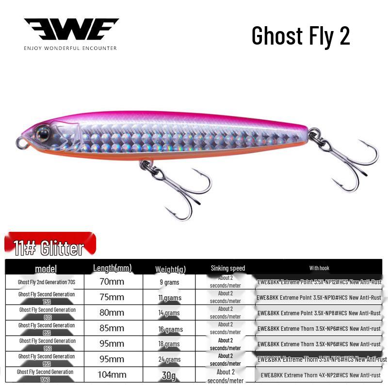 EWE Summer Ghost Feeder 2nd Gen Sinking Pencil Lure for Zander, Sea Bass, Barracuda