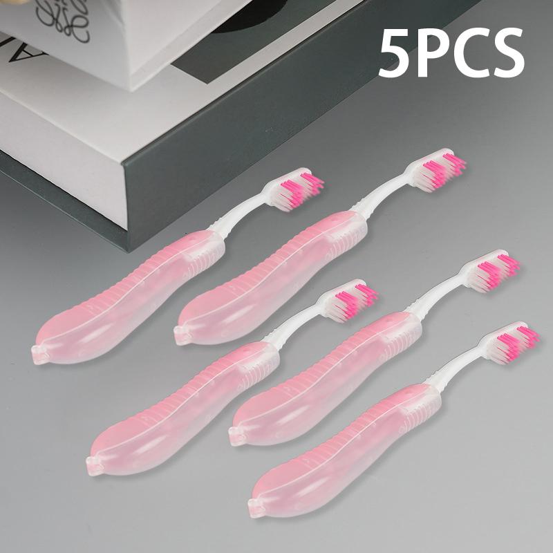 Foldable Travel Toothbrushes, Portable Disposable Soft Bristle Toothbrushes with Protective Covers for Travel and Camping
