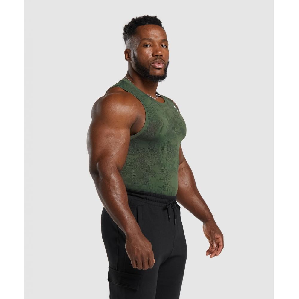 Gymshark Geo Seamless Tank Core Olive Black A6a3k Ebh6.