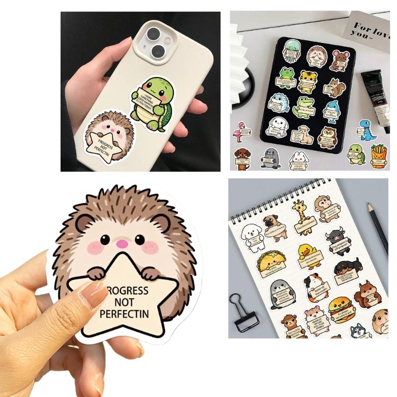 100Pcs Removable Reusable Animal Stickers PVC Decorative Labels Decals Suitable For Devices Home Decor Creative Projects