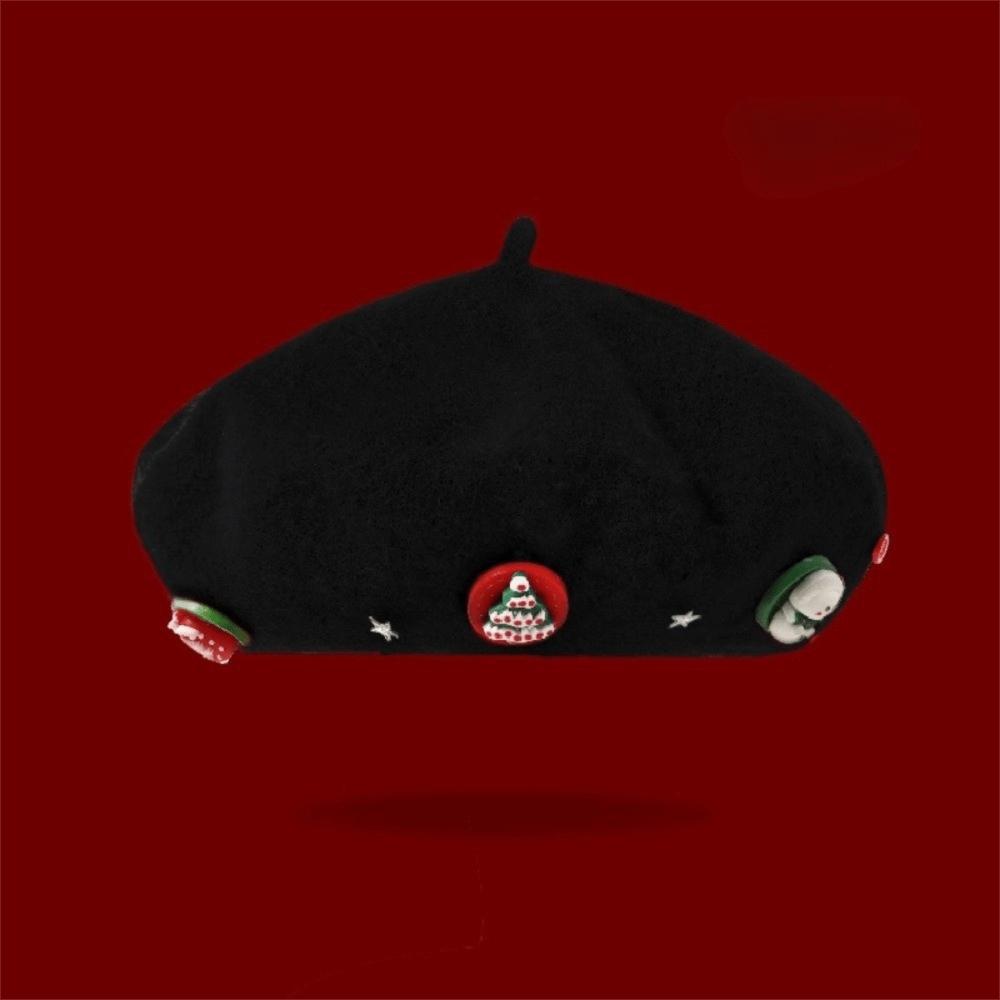 Woolen Christmas Beret Solid Color Painter Hat Artist Hat Wool Beret  Girl