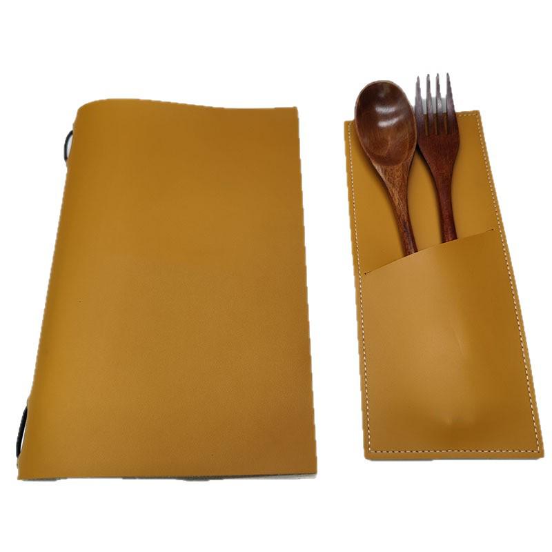 In-Stock 3-Slot Leather Cutlery Bag for Knives, Forks, and Spoons - Ideal for Western Restaurant or Steakhouse Use.