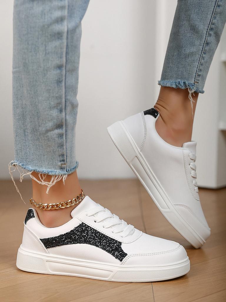 Fashion SYTK Original Couple Style Fashionable Glossy Decorative Board Shoes, Leather Surface, Anti Slip, Women's Versatile Casual Shoes