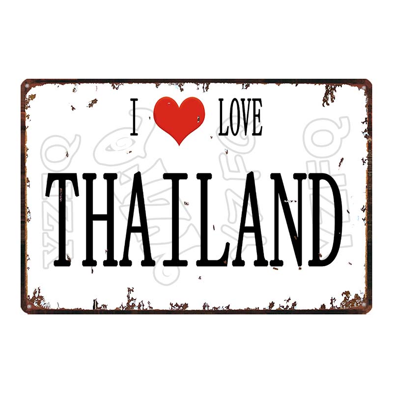 Thailand Tarvel City Tin Sign Bangkok Plaque Metal Vintage Elephant  Retro Plate For Wall Poster Bar  Art Home Decor  DU-5851A