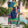 Magic Cats Nature Theme Quick Dry Beach Towel Custom Name Text Print Large Sand Resistant Towel Beach Vacation