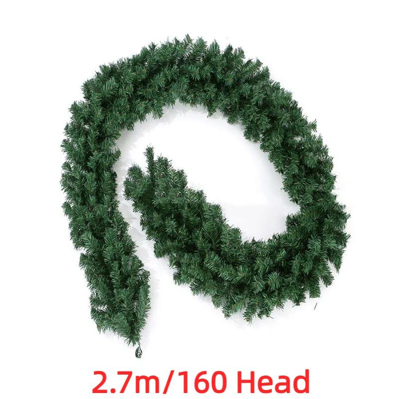 2.7M Artificial Christmas Pine Garland Reusable PVC for Holiday Stair Mantel Farmhouse Rustic Style Decor