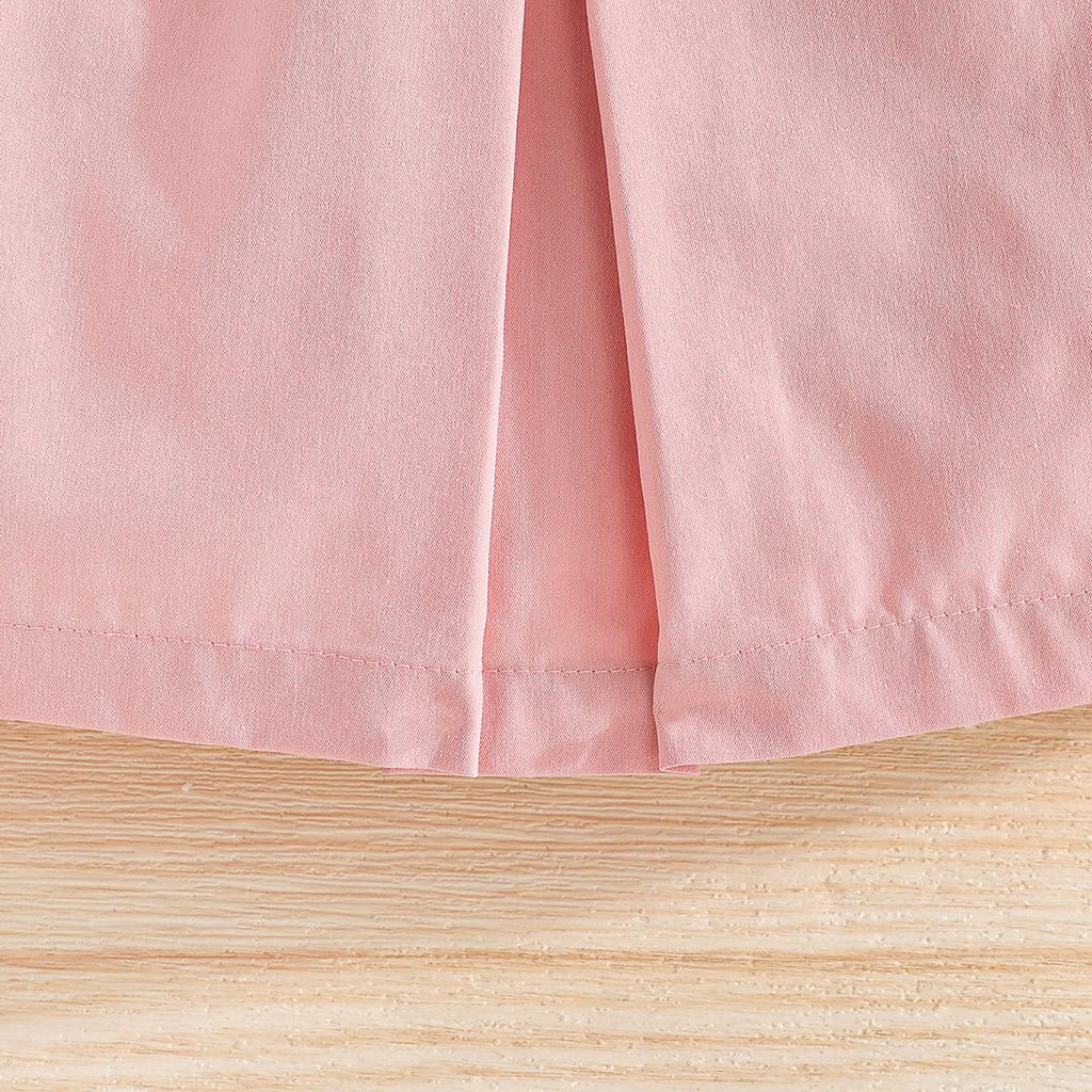 New Girls' Puff Short Sleeve Top with Heart Bow Short Skirt Set Fashion Set