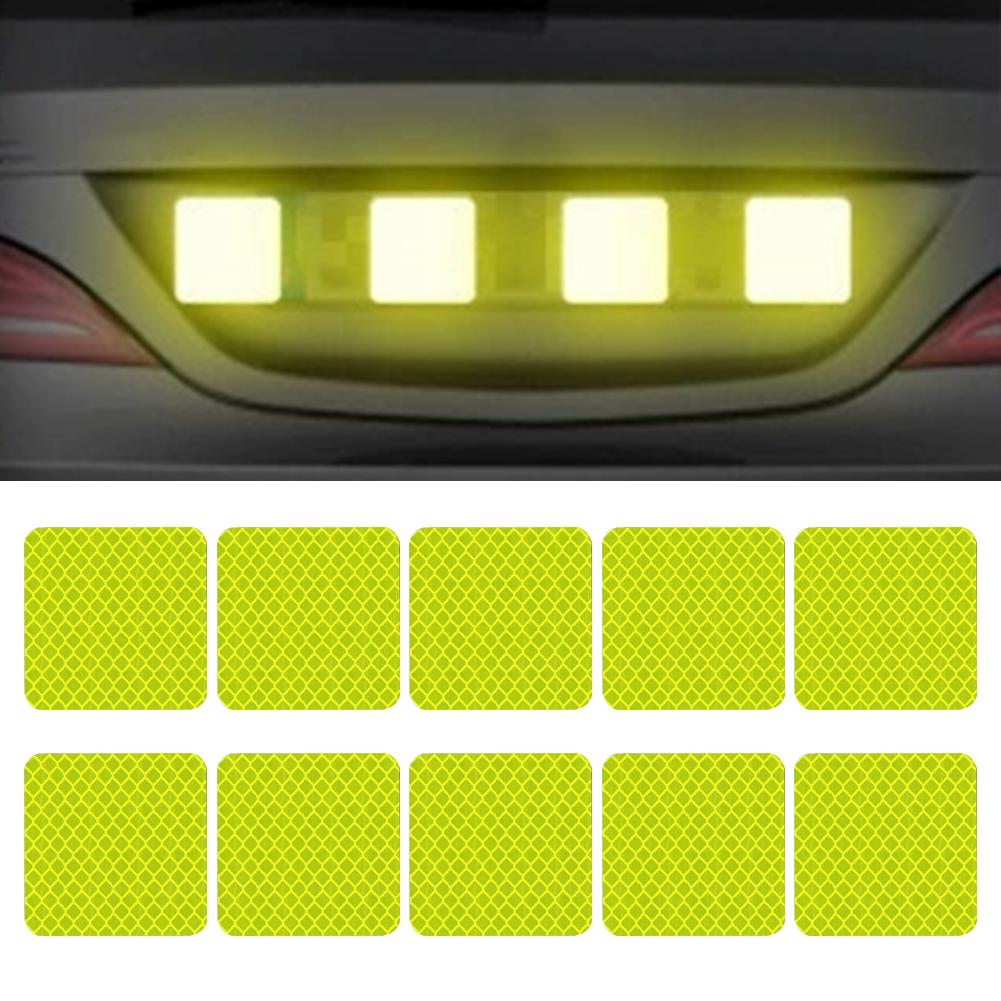 10pcs New Car Bumper Reflective Stickers Reflective Warning Strip Tape Secure Reflector Stickers Decals Safety Warning