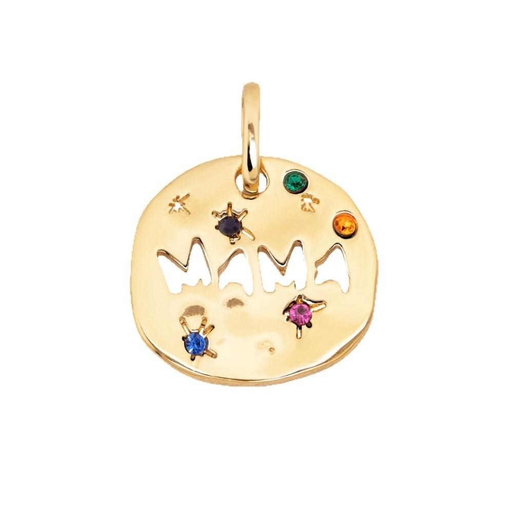 Colorful Full Zircon Guardian Pendant Necklace Stainless Steel Pendant Necklace  For Grandma