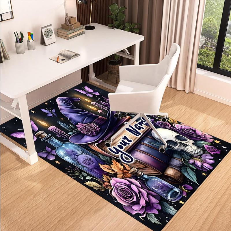 1PC Custom Name Witchcraft Magic Theme Floor Mat Ideal for Living Room, Game Rooms, Office, Bedroom,Floor Mat Playful Design