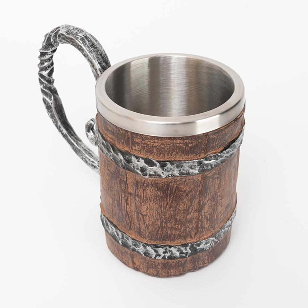 500ml Trinkbecher Doppelwand Simulation Holz Isolierter Tumbler Kreativer Bierbecher Hitzebeständig für Büro Bar