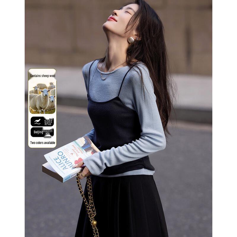 

Demana Raspberry Macaron Faux Two-Piece Knit Top XL