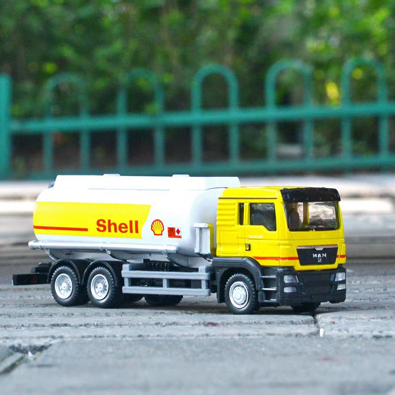 SCANIA MAN Oil Tank Truck Total bp Shell 5 inch Simulation Diecast & Toy Vehicle RMZ city 1:64 Cadouri de mașini din aliaj pentru copii