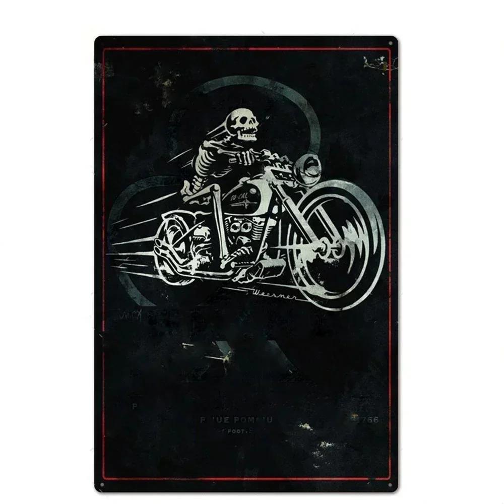 Signs Vintage Shabby Metal Tin Sign Motorcycle Rider Poster Art Tinplate Plaques Garage Motor Club Decor Painting Art Wall Plate