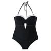 Korean fashion conservative small chest one-piece swimsuit women's slim suspenders steel tray gather sexy hot spring vacation swimsuit