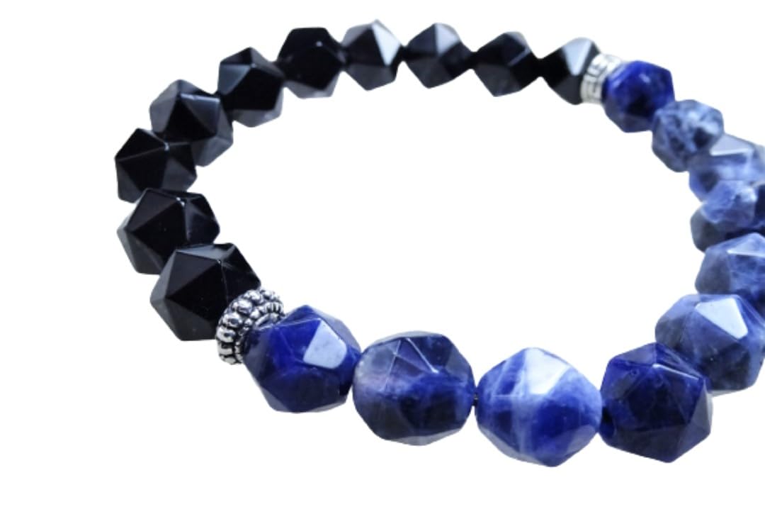 

Kanaishi and Goal Guardian Sodalite Onyx Star Cut Bracelet for Power Natural 10mm [Dream Achievement, Stone] Men, Stone, Stone, (For Purification,