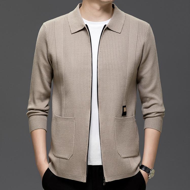 Woodpecker Men's Autumn Knitted Cardigan: Business Casual, Fashionable & Versatile for Middle-Aged Men