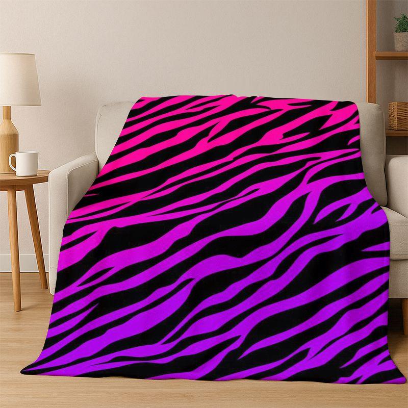 Black White Zebra Stripe Flannel Blanket Soft Warm Blanket Throw Blanket for Bedroom Living Room Bed Travel Camping Picnic Gift