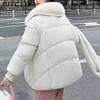 BITCED Women's Short Down-Filled Cotton Jacket with Oversized Fur Collar - Winter Fashion Coat