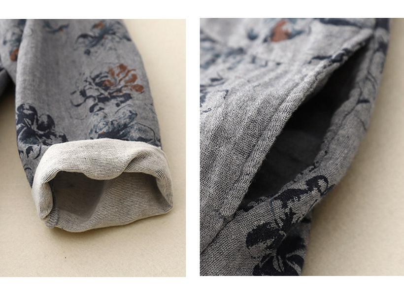 Xin Xing Cotton Linen Pastoral Print Dress: Soft, Gentle, Loose Fit for Spring and Autumn