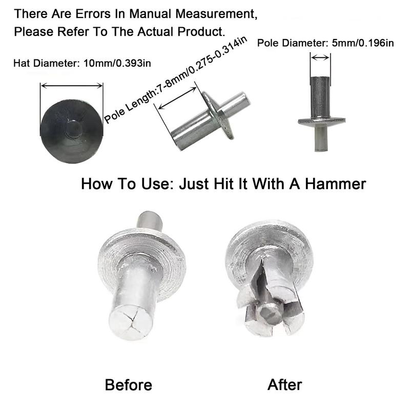 50/100pcs Hammer Drive Rivets Expansion Round Head Aluminum Nail Stainless Steel Stick Expansion Nail For Home Electronic