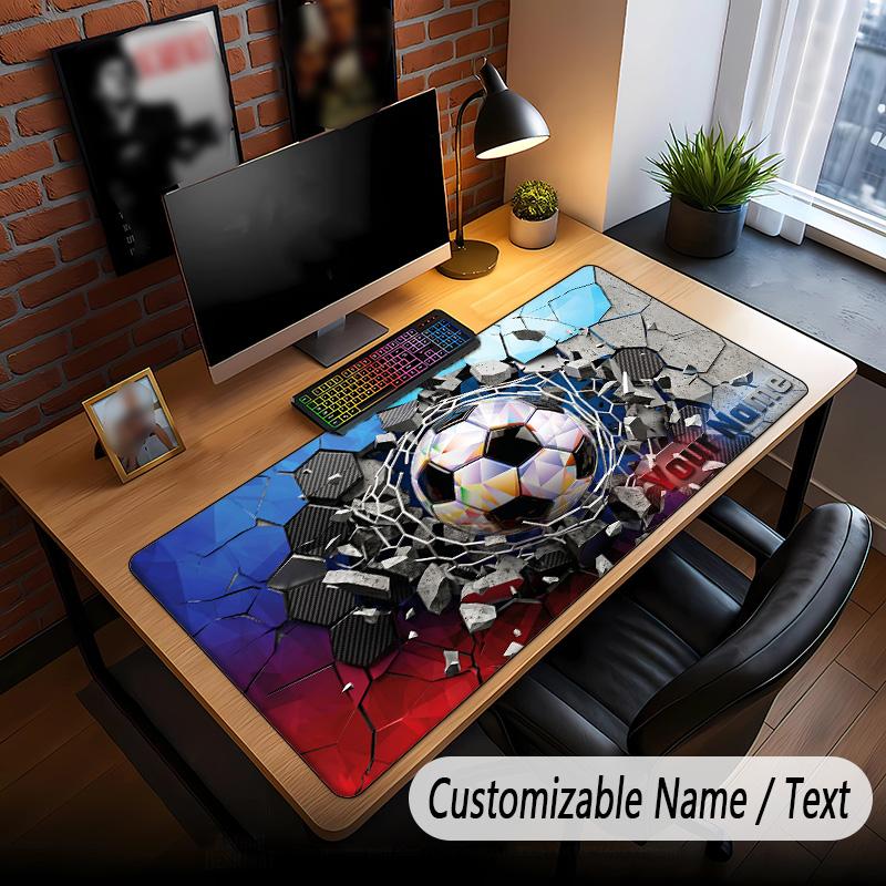 Soccer Theme Custom Mouse Pad Personalized With Name Text Customized Desk Mat For Office Home Decor