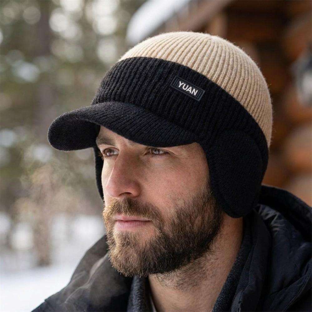 Thick Men's Knit Hat Windproof Ear Flap Hat New Cycling Beanie Outdoor