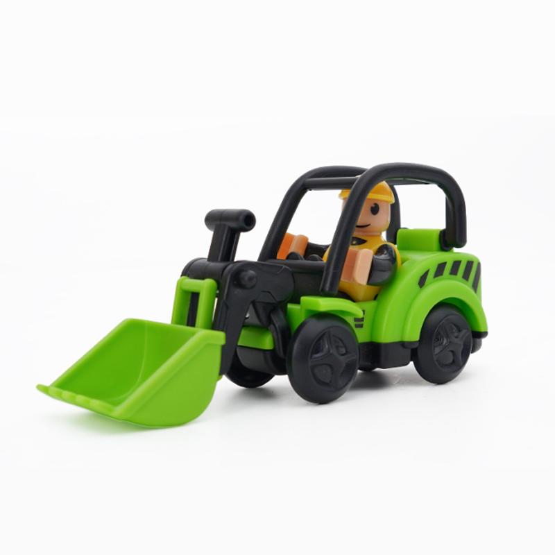 Plastic Inertial Police Car Engineering Vehicle Trailer Compatible with Wooden Thomas Train Track Toy