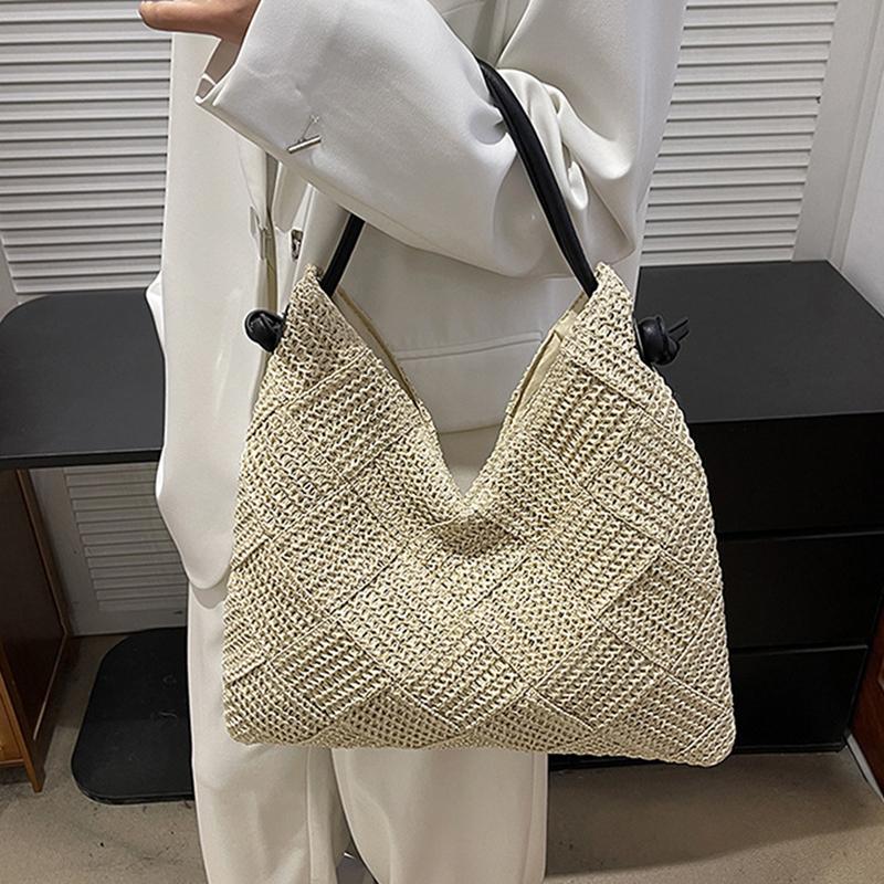 Women's Shoulder Bags Casual Wicker Woven Ladies Handmade Totes Large Capacity Summer Beach Female's Shopper Handbag