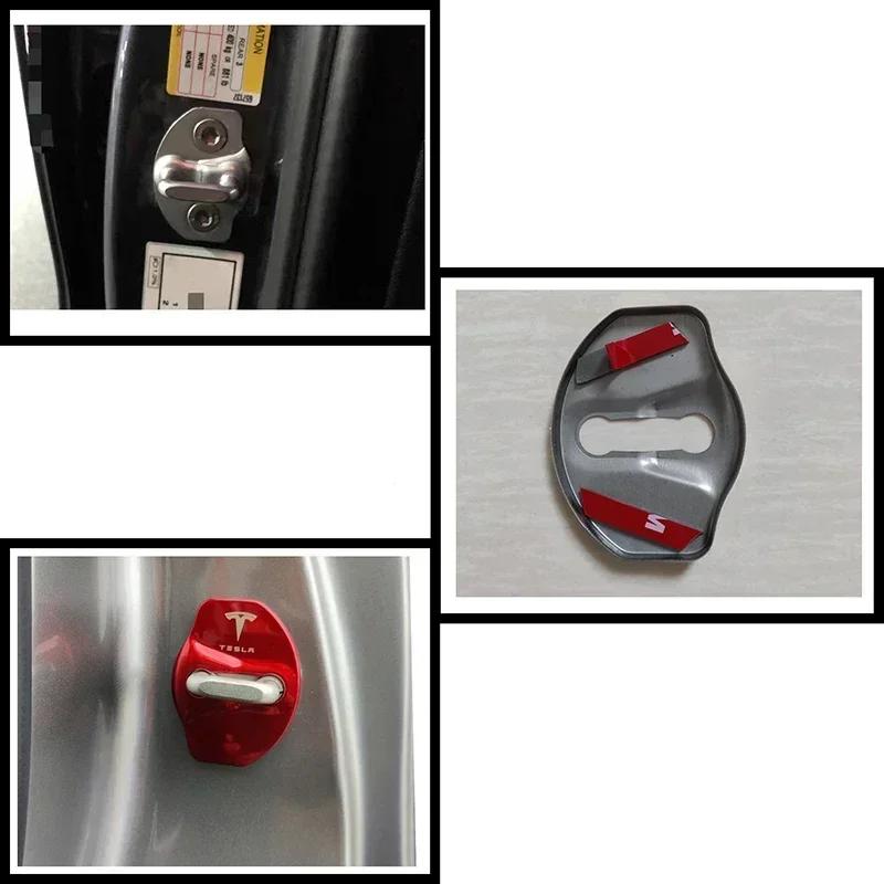 Car Sticker 2025 New Tesla 4pcs/set 3D Car Door Lock Cover Emblem Sticker for Tesla 2017-2019 Model 3 2019 Model X Protector Bad