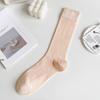 Female Spring and Summer Thin Thin Breathable College Style Solid Color Calf Pile Socks