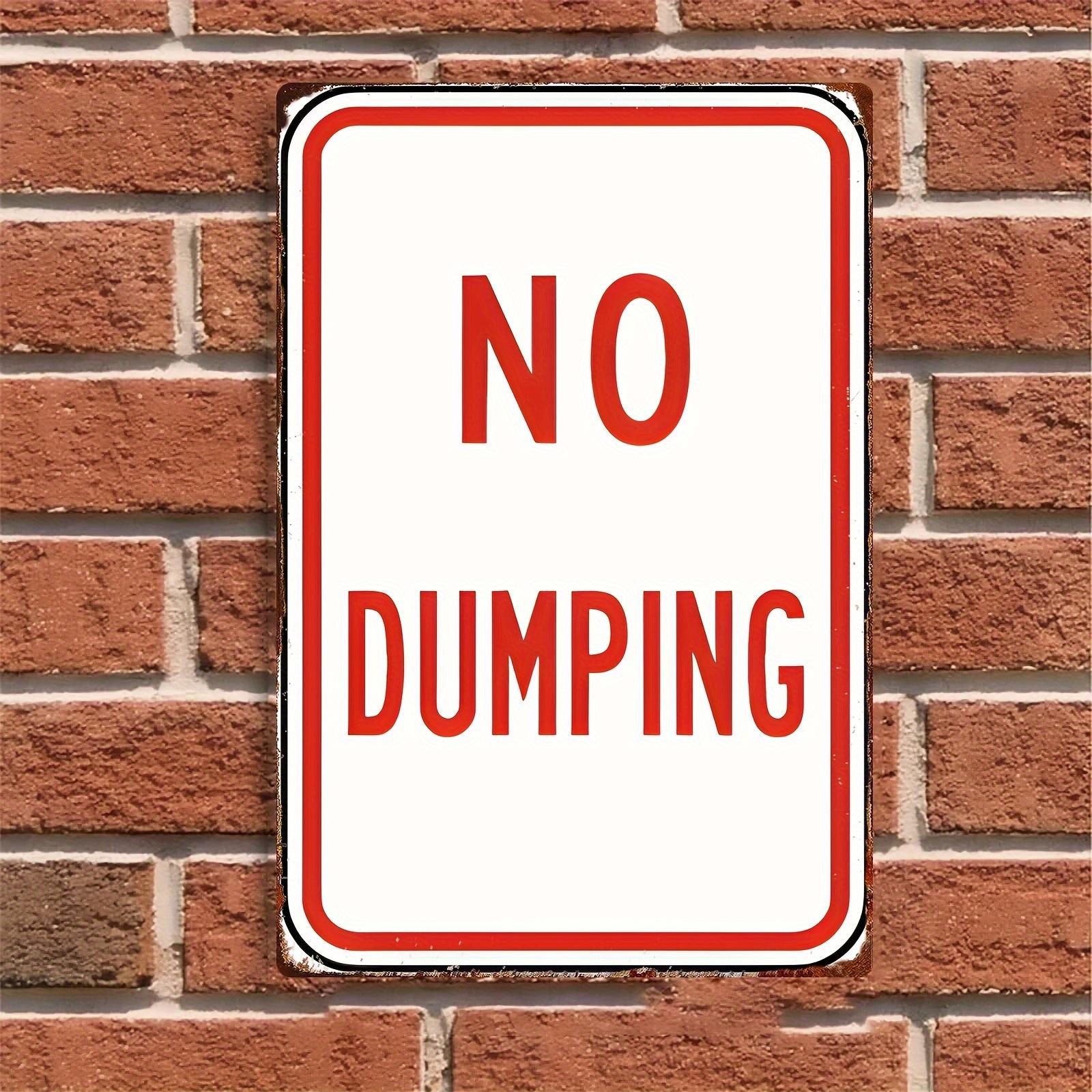 

2D Flat, 1pc Vintage NO DUMPING Sign - Heavy-Duty Metal Construction with Red Border - Large 12x8 Inch (30x20cm) - 2D Flat 20x30cm（7.8x11.8inch）