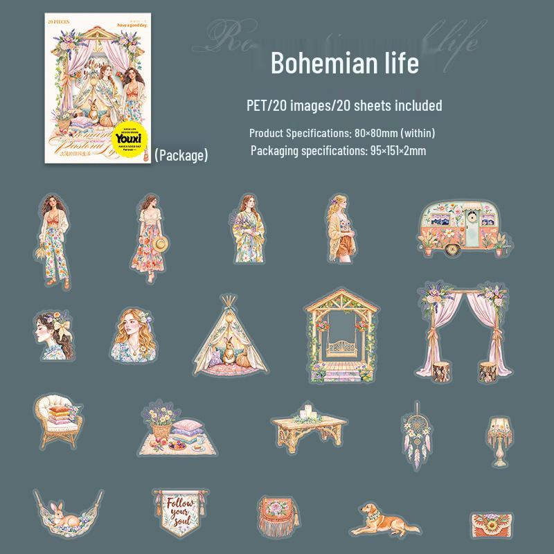 Beautiful Day Romantic Pastoral Scenery Stickers: 6 Creative Styles for Decoration