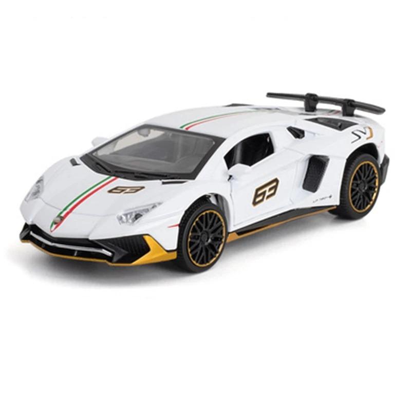 

1/32 масштаб литой спортивный автомобиль модель игрушка Lambor LP780-4 литой металл высокая имитация модель автомобиля со звуком свет игрушки для детей подарки белый