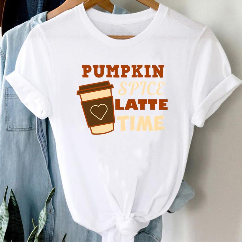 

Pumpkin Leopard Print Letter European Tshirt round Neck ShortSleeved Vintage Style for Halloween And Thanksgiving Modal fabric 4XL