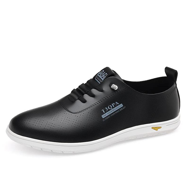 

Модные популярные мужские повседневные кожаные туфли с полыми вентиляционными отверстиями, удобные, низкие, нескользящие и износостойкие мужские кожаные туфли 44 чёрный