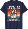 Level 30 Unlocked Gaming Old 30th Birthday Gamer Printed TShirt Unique Summer Streetwear Sweatshirt Man Woman Cotton Oneck Tee