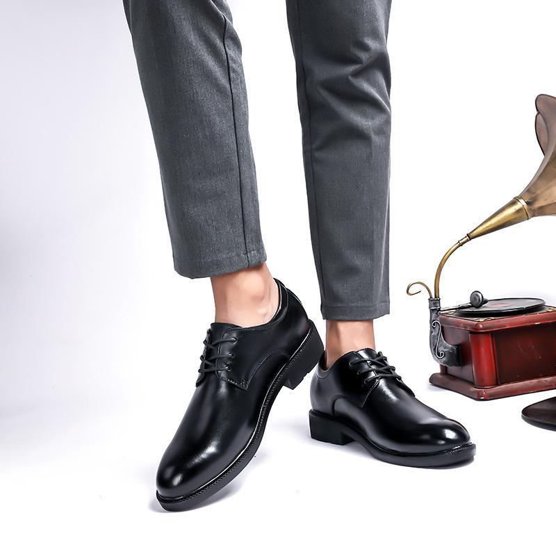 Men's All-Season Height-Increasing Leather Shoes: Formal British-Style Casual, Business, and Large-Size Options Available