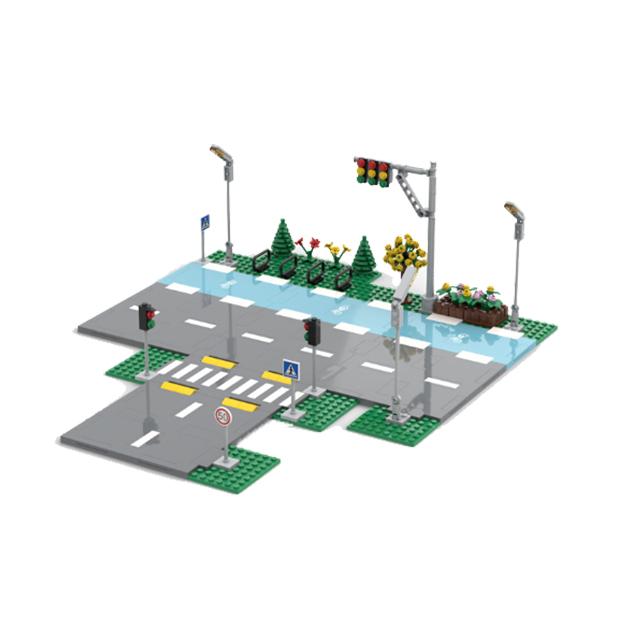 Pedestrian Bridge MOC Playthings Construction Bricks City Traffic Scene Street View Parts Blocks Traffic Motorway Works With City Bricksi