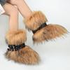 Women's Faux Fur Snow Boot Winter Warm Fluffy Furry Ankle Boots for Women Outdoor Fuzzy Mid-Calf Booties Plush Warm Snow Shoes for Outdoor Indoor