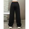 Pantalones Estilo Punk, Pantalones Deportivos con Patrón de Espinas Rojas, Pantalones Anchos Retro Y2K, Pantalones Sueltos con Cintura de Cordón