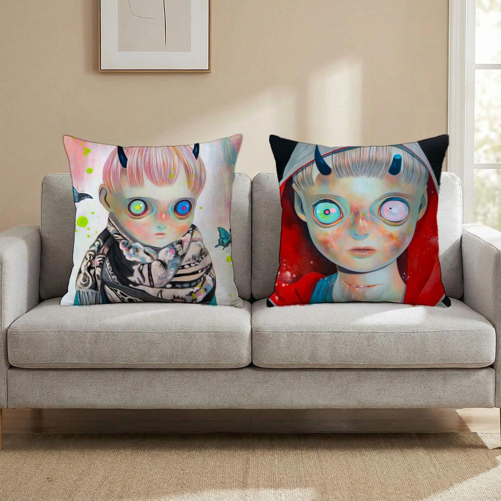 H-Hikari Shimoda IllustrationS Cushion Cover Multi-Scene Pillow Cover for Home & Car - Reversible, Soft & Durable for Daily Use