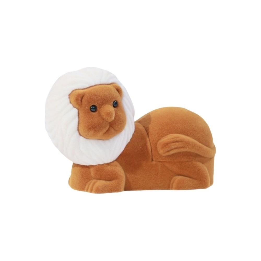 Lion Animal Flocked Jewelry Box Crocodile Koala Necklace Organizer Storage Puppy Ring Box  Propose