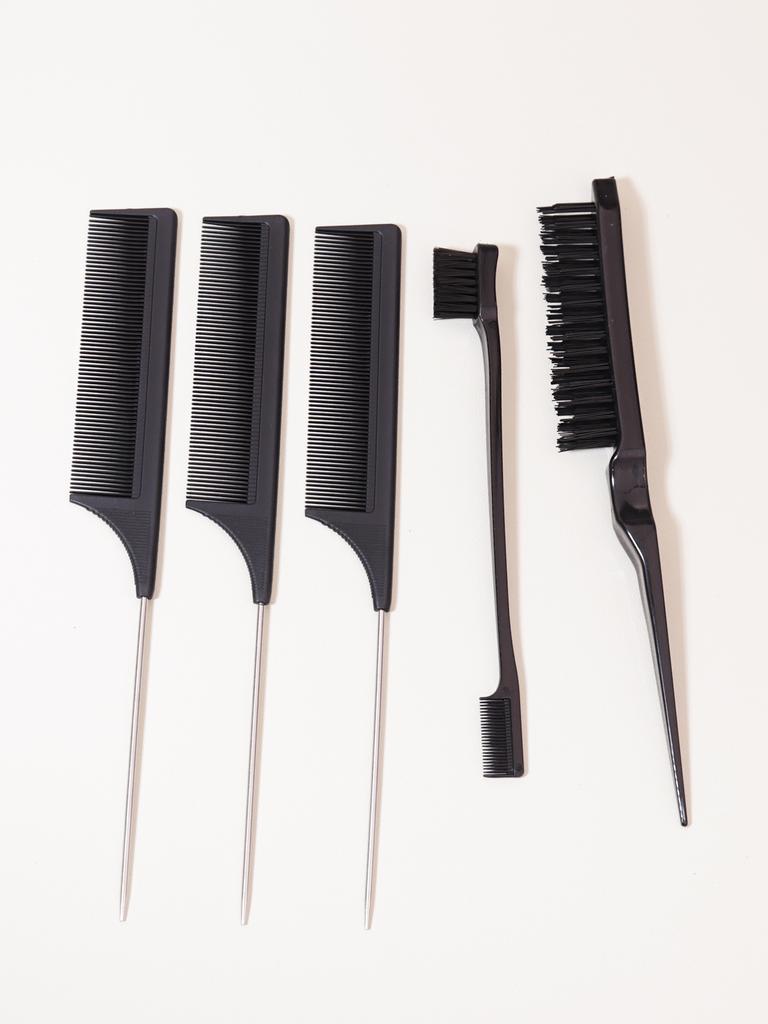 5piece set thickened stainless steel pointed tail comb, edge controlled hair tearing dual head brush Special for real hair wigs